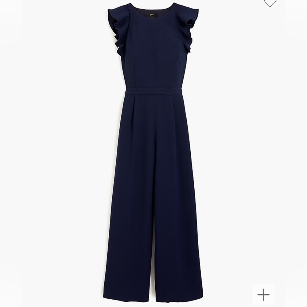 J. Crew NAVY Sleeveless Ruffle Jumpsuit in NAVY
